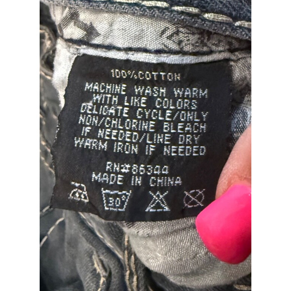 Lamasini Jeans Mens Distressed Embroidered Y2K Grunge 34W 29L - Picture 10 of 13